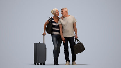 3D scanned senior woman couple casual, photorealistic archviz people for Enscape and SketchUp, standing pose render