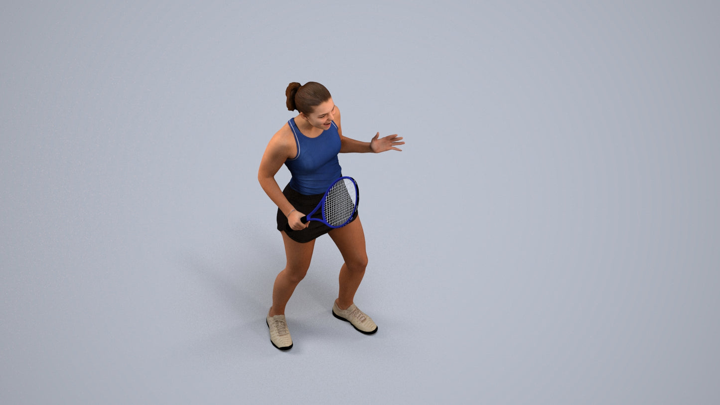 photogrammetry 3D girl sport, realistic human model archviz FBX, back view render