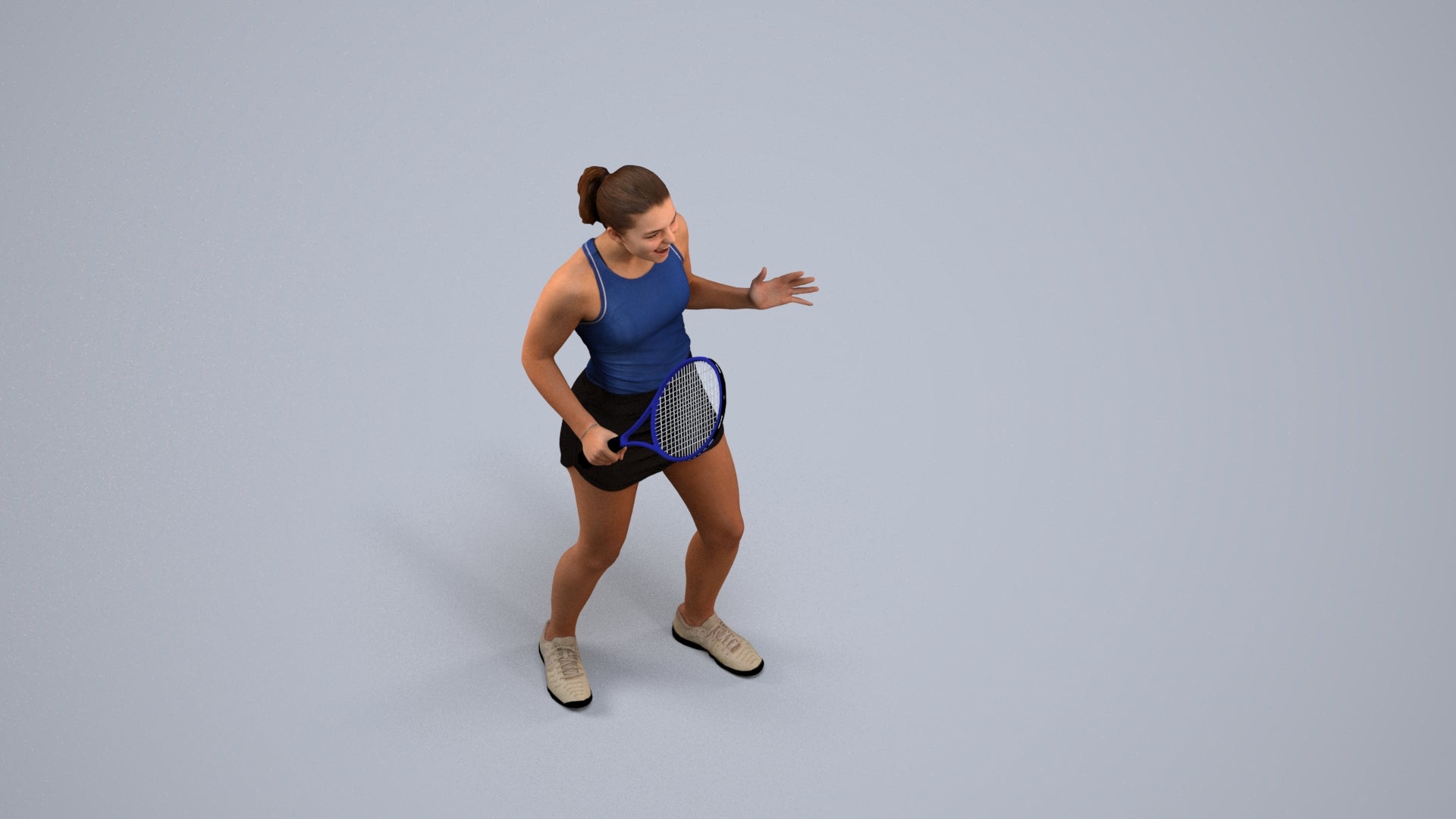 photogrammetry 3D girl sport, realistic human model archviz FBX, back view render