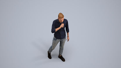realistic 3D man casual walking, scanned archviz people for Blender and 3ds Max, back view render