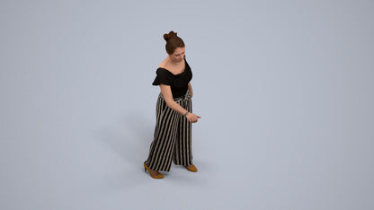 realistic 3D woman casual standing, scanned archviz people for Blender and 3ds Max, back view render