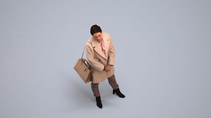 scanned 3D woman business standing, photogrammetry people for Enscape and V-Ray, back view render