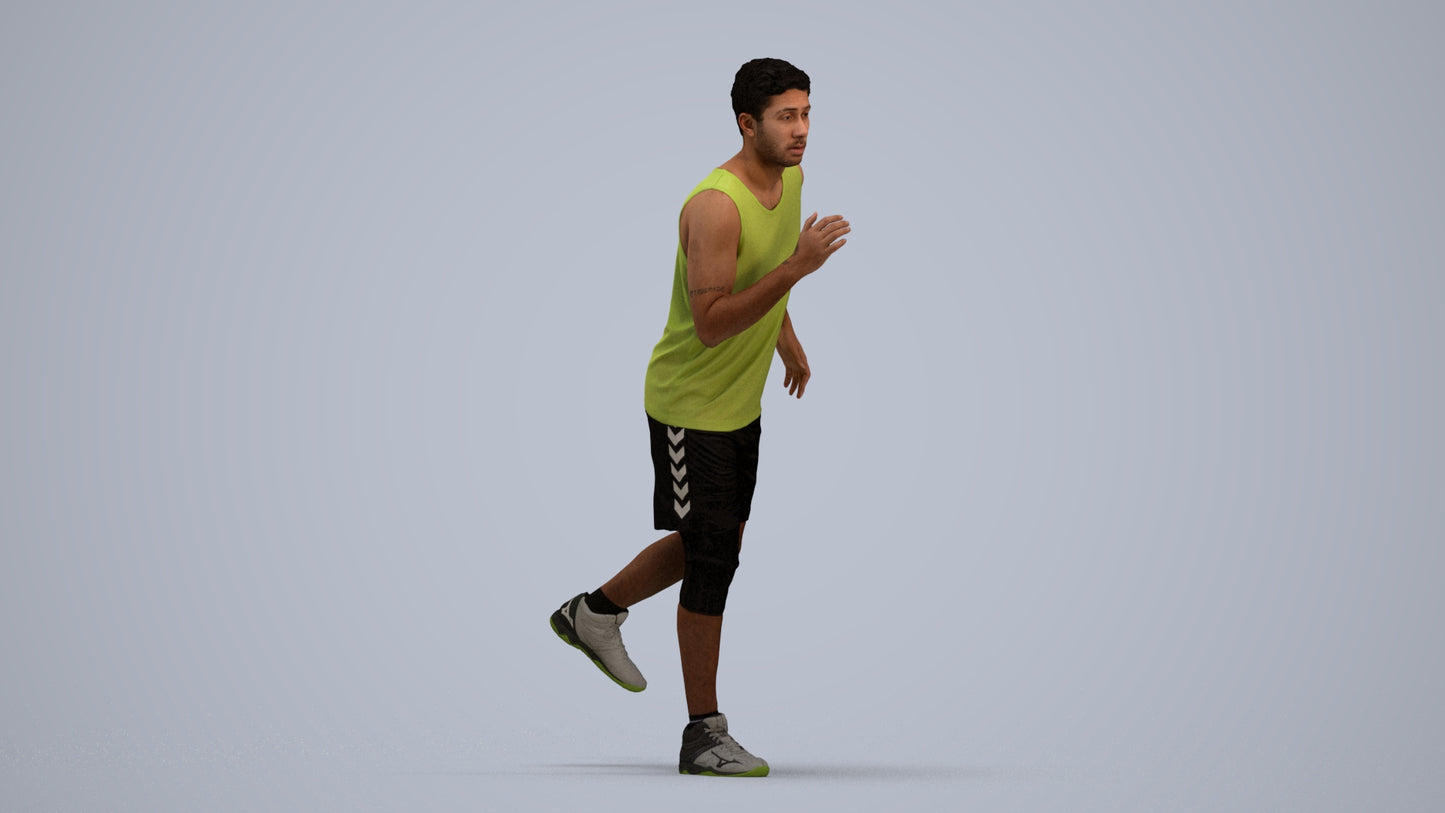 3D people model man sport, scanned human for 3ds Max rendering, standing pose render