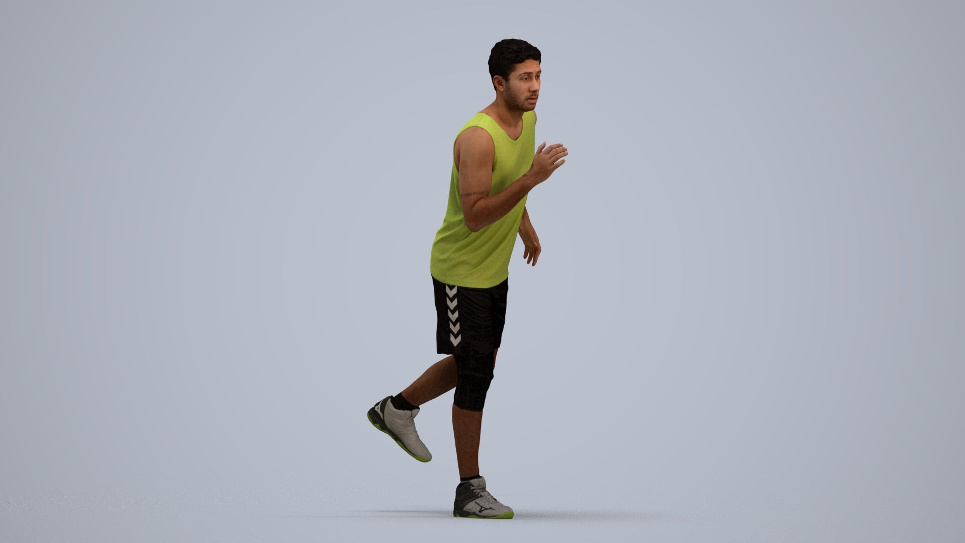 3D people model man sport, scanned human for 3ds Max rendering, standing pose render