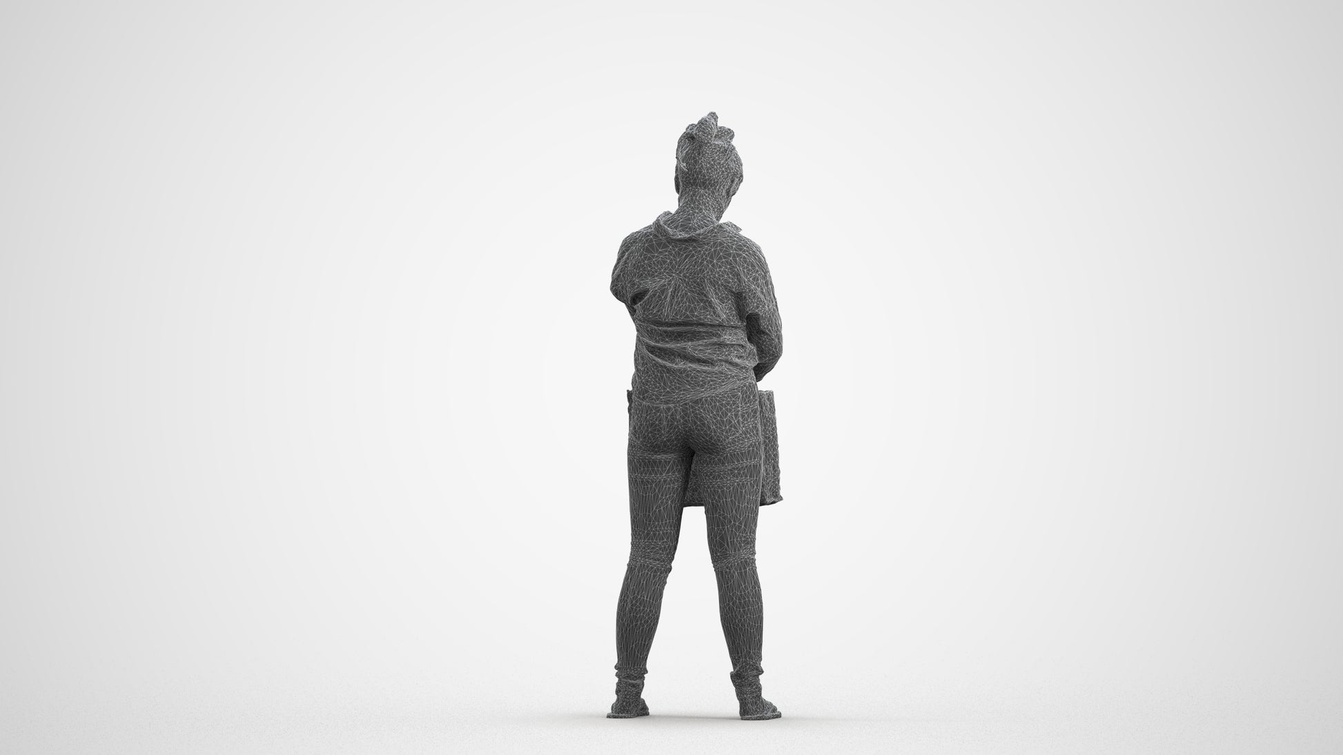 realistic 3D people woman formal shopping, render-ready for V-Ray and Corona, FBX OBJ, wireframe front view