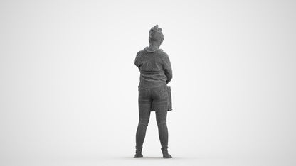 realistic 3D people woman formal shopping, render-ready for V-Ray and Corona, FBX OBJ, wireframe front view