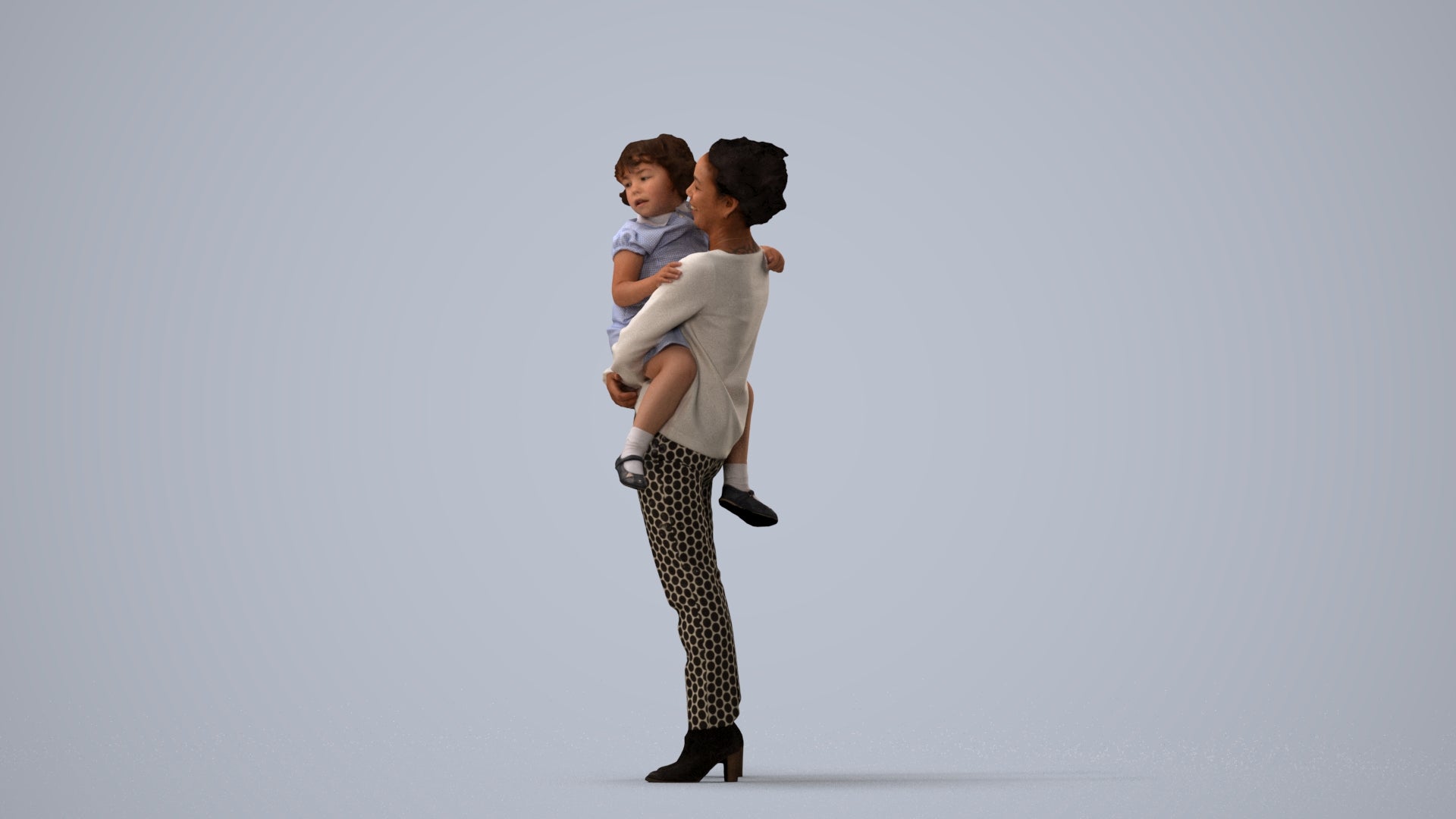 realistic 3D people girl casual kids, render-ready for V-Ray and Corona, FBX OBJ, three-quarter view render
