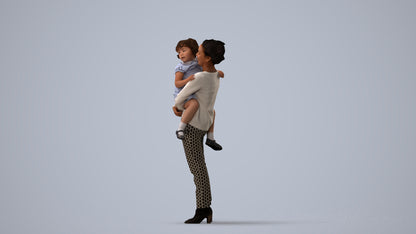 realistic 3D people girl casual kids, render-ready for V-Ray and Corona, FBX OBJ, three-quarter view render