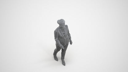 realistic 3D people woman business walking, render-ready for V-Ray and Corona, FBX OBJ, wireframe three-quarter view