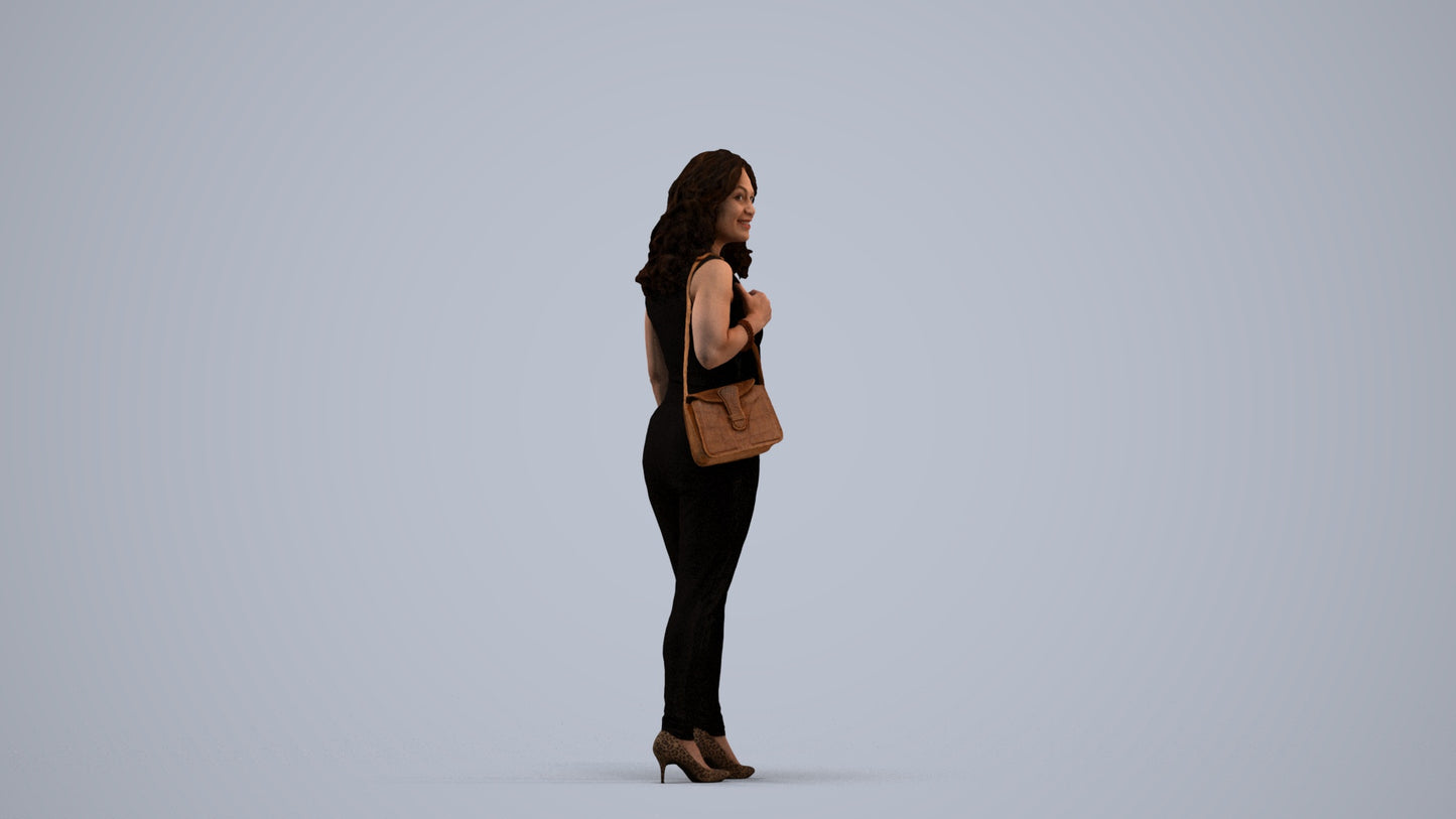 realistic 3D people woman business walking, render-ready for V-Ray and Corona, FBX OBJ, standing pose render