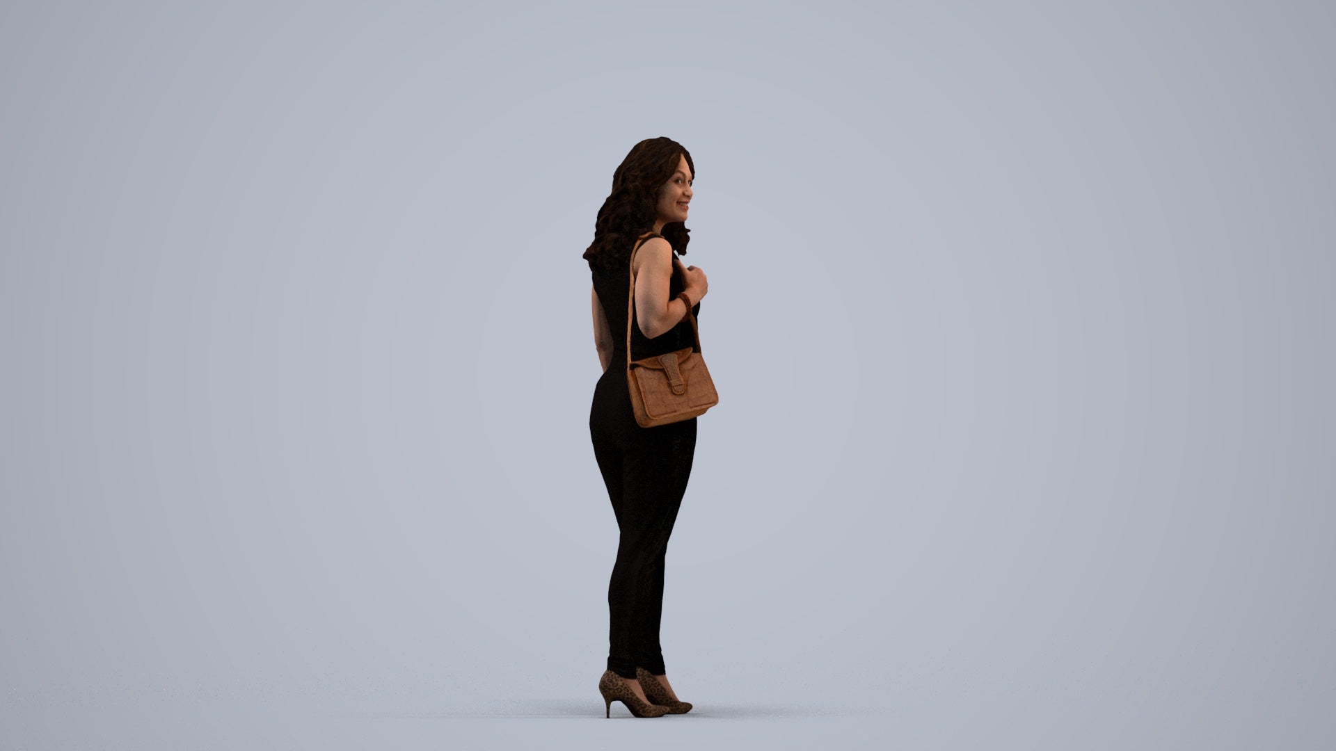 realistic 3D people woman business walking, render-ready for V-Ray and Corona, FBX OBJ, standing pose render