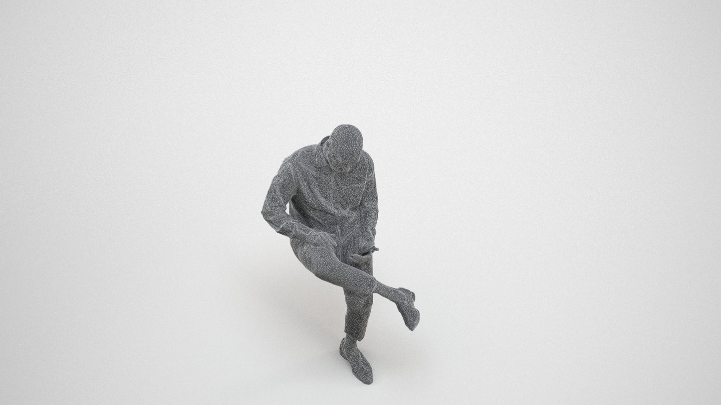 photogrammetry 3D man business kids, realistic human model archviz FBX, wireframe three-quarter view