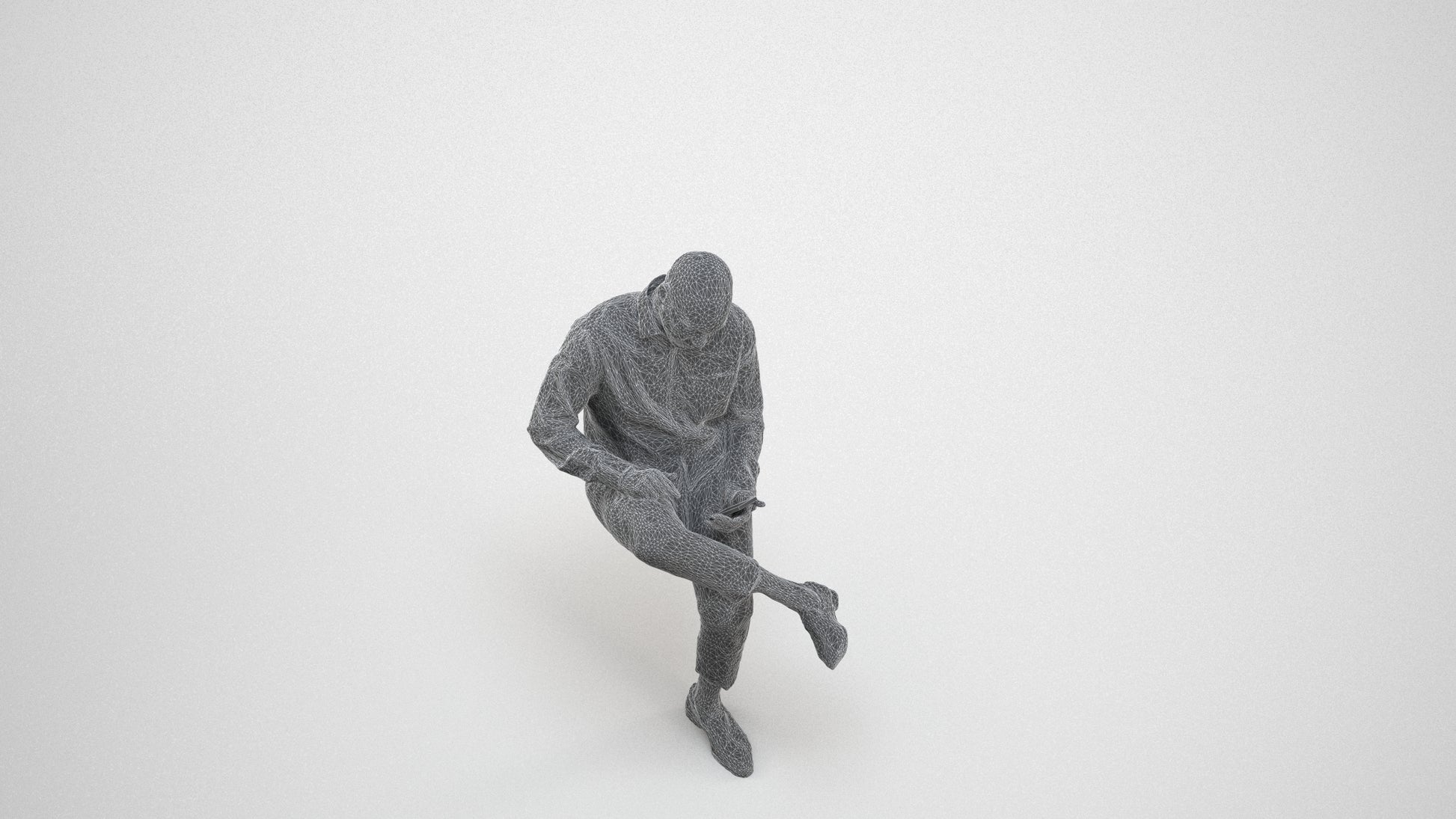 photogrammetry 3D man business kids, realistic human model archviz FBX, wireframe three-quarter view