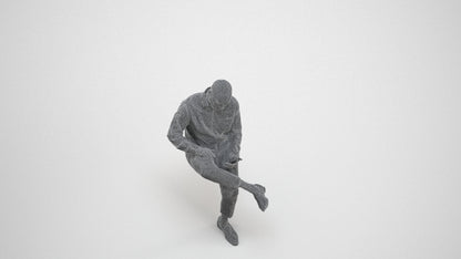 photogrammetry 3D man business kids, realistic human model archviz FBX, wireframe three-quarter view