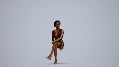 3D people model woman casual sitting, scanned human for 3ds Max rendering, standing pose render