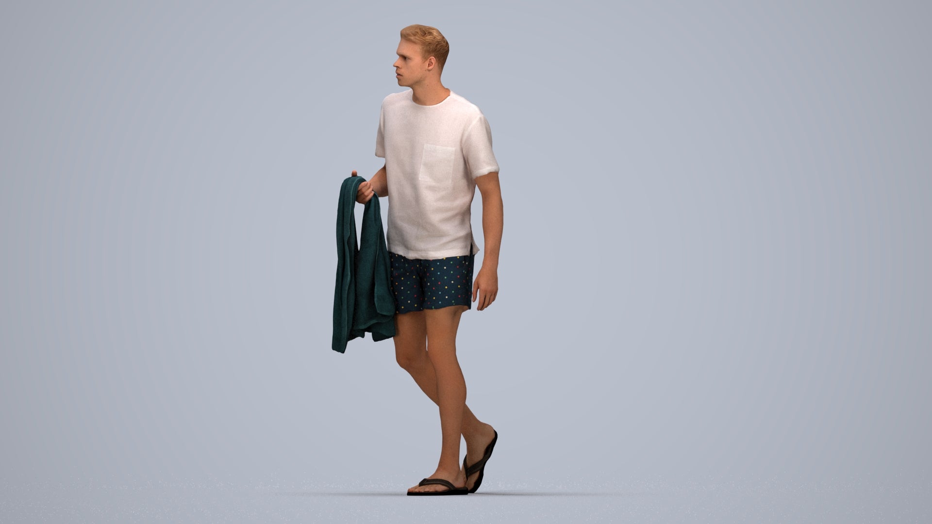scanned 3D man walking, photogrammetry people for Enscape and V-Ray, top-down view render