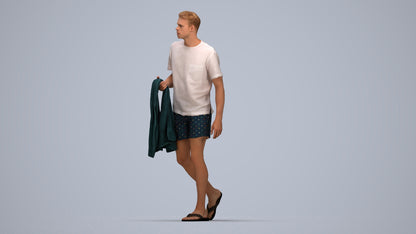 scanned 3D man walking, photogrammetry people for Enscape and V-Ray, top-down view render