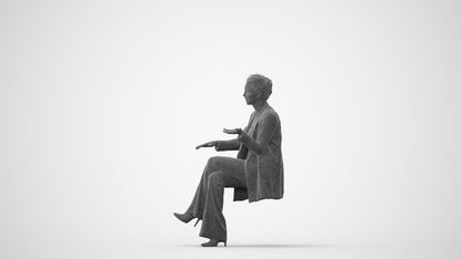 3D scanned woman sitting business, photorealistic archviz people for Enscape and SketchUp, square thumbnail