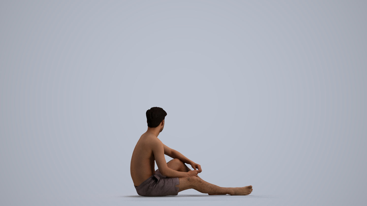 realistic 3D human man pool, archviz people FBX OBJ for Blender, front view render