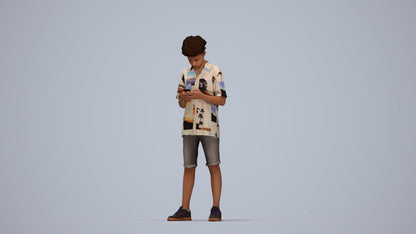 realistic 3D human boy casual kids, archviz people FBX OBJ for Blender, top-down view render