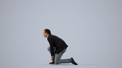 scanned 3D man business standing, photogrammetry people for Enscape and V-Ray, three-quarter view render
