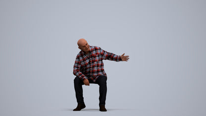 scanned 3D senior man casual sitting, photogrammetry people for Enscape and V-Ray, standing pose render