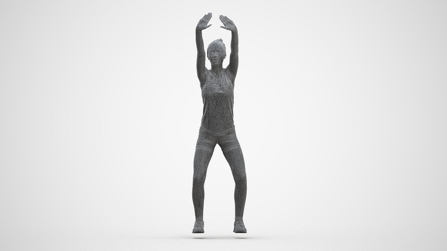 scanned 3D girl sport, photogrammetry people for Enscape and V-Ray, three-quarter front view render