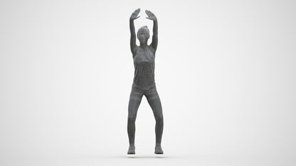 scanned 3D girl sport, photogrammetry people for Enscape and V-Ray, three-quarter front view render