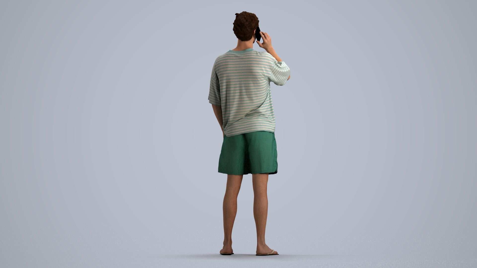 3D human model man casual standing, photogrammetry scanned person for archviz, front view render