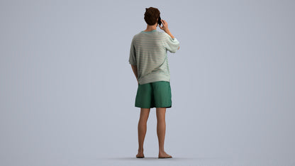 3D human model man casual standing, photogrammetry scanned person for archviz, front view render