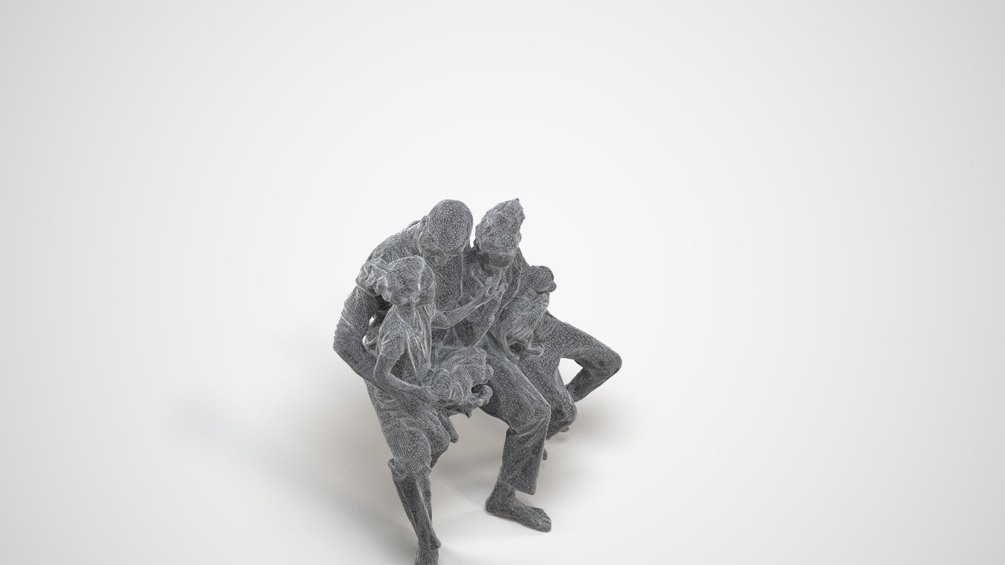 realistic 3D human girl casual kids, archviz people FBX OBJ for Blender, wireframe three-quarter view