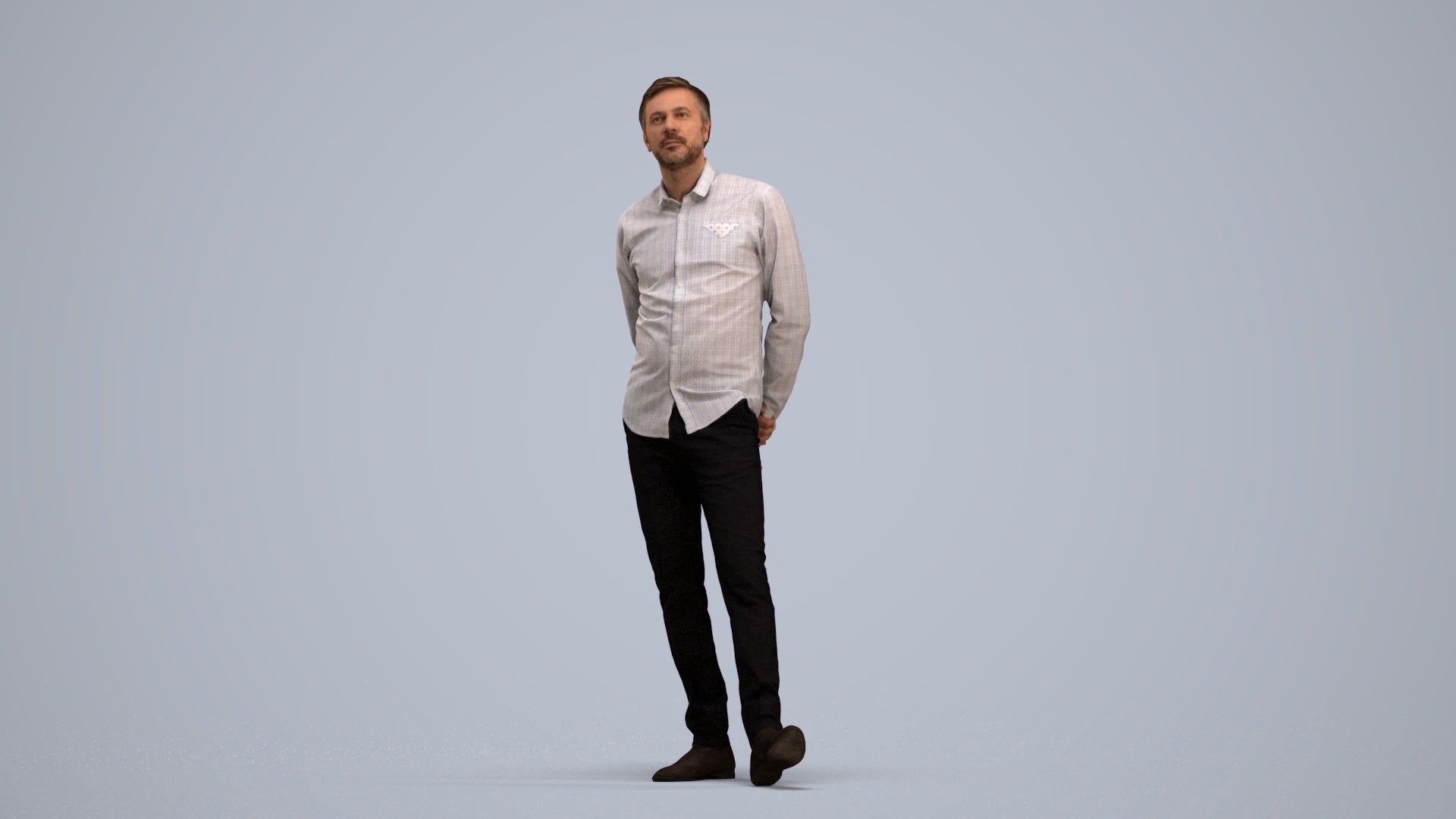 photogrammetry 3D man business standing, realistic human model archviz FBX, standing pose render
