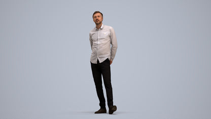 photogrammetry 3D man business standing, realistic human model archviz FBX, standing pose render