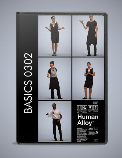 realistic 3D humans hospitality pack, 5 archviz people FBX OBJ for Blender