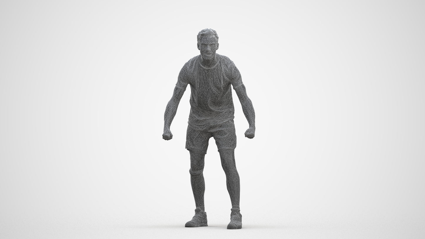 3D people model man sport, scanned human for 3ds Max rendering, three-quarter front view render