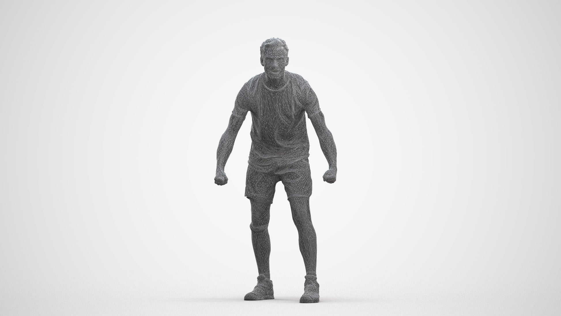 3D people model man sport, scanned human for 3ds Max rendering, three-quarter front view render