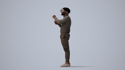 3D people model man casual standing, scanned human for 3ds Max rendering, three-quarter view render