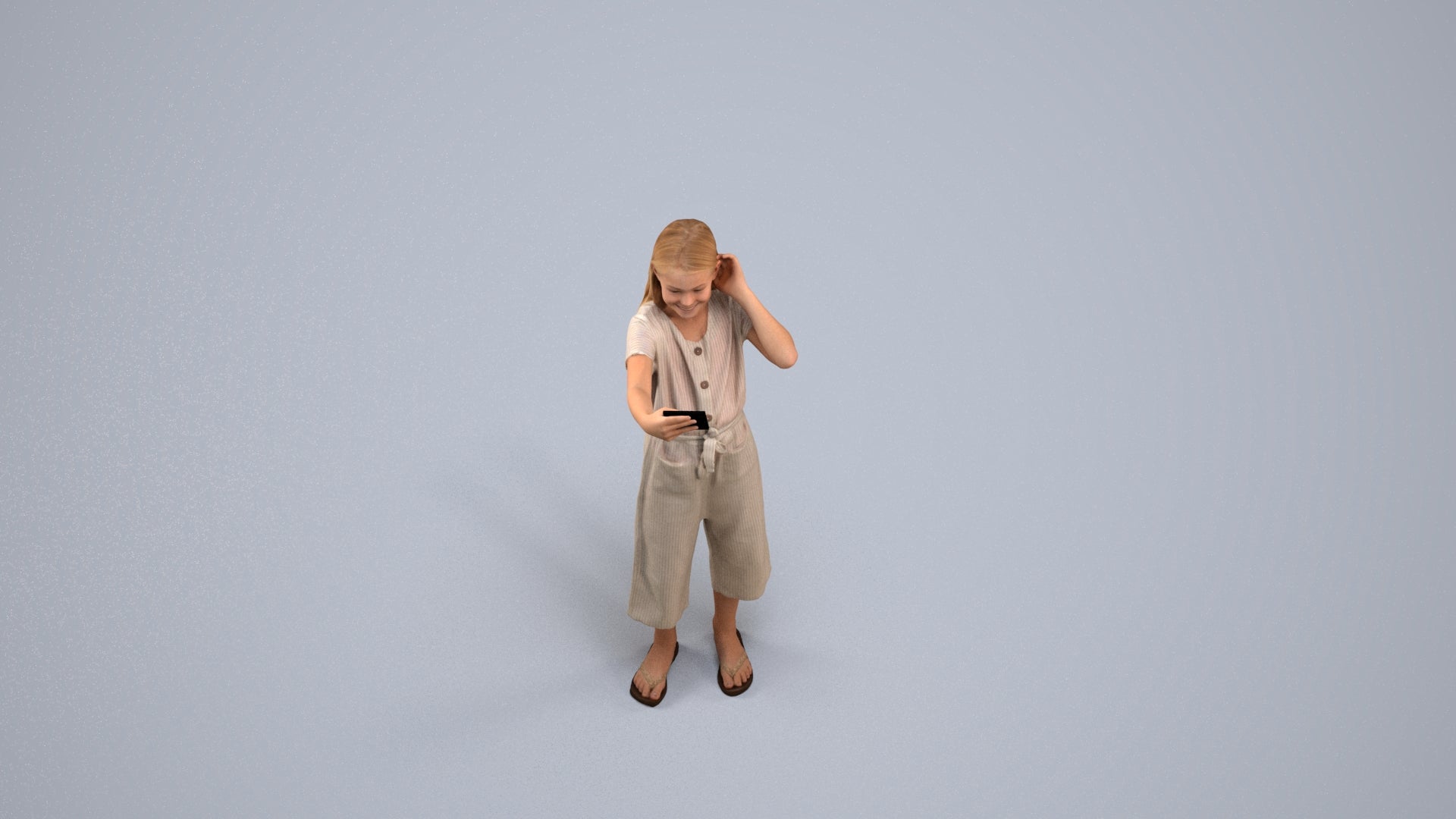 realistic 3D girl kids, scanned archviz people for Blender and 3ds Max, back view render