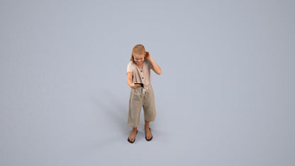 realistic 3D girl kids, scanned archviz people for Blender and 3ds Max, back view render