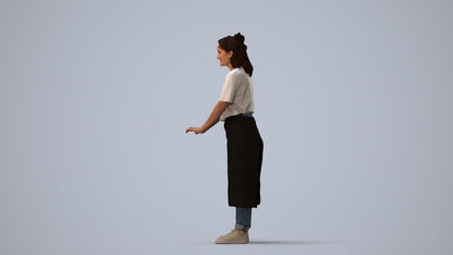 scanned 3D woman hospitality, photogrammetry people for Enscape and V-Ray, three-quarter view render