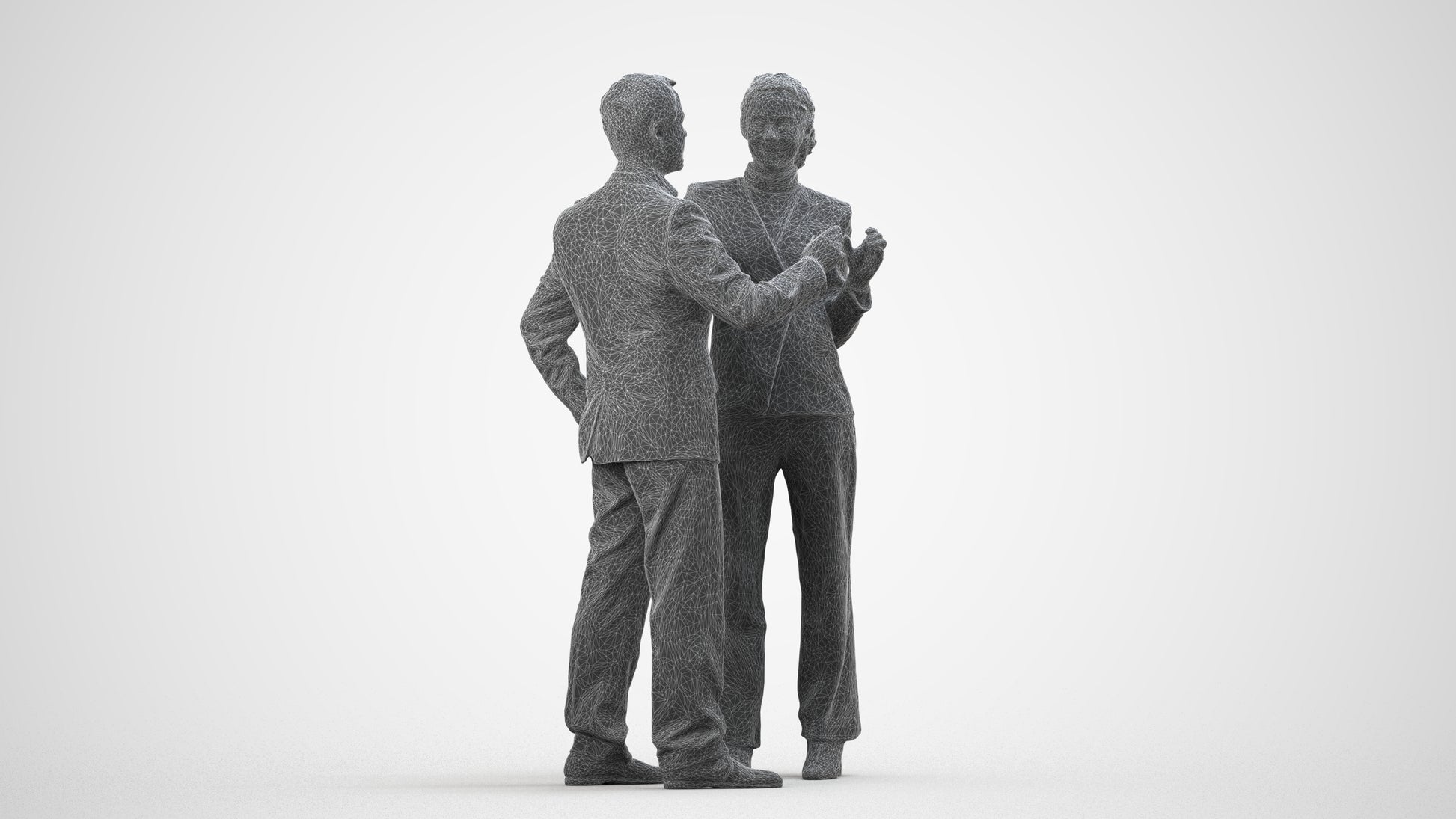 realistic 3D man business shopping, scanned archviz people for Blender and 3ds Max, wireframe side view