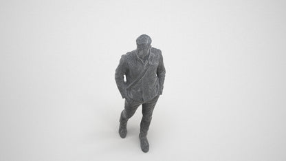 3D people model man casual walking, scanned human for 3ds Max rendering, wireframe three-quarter view