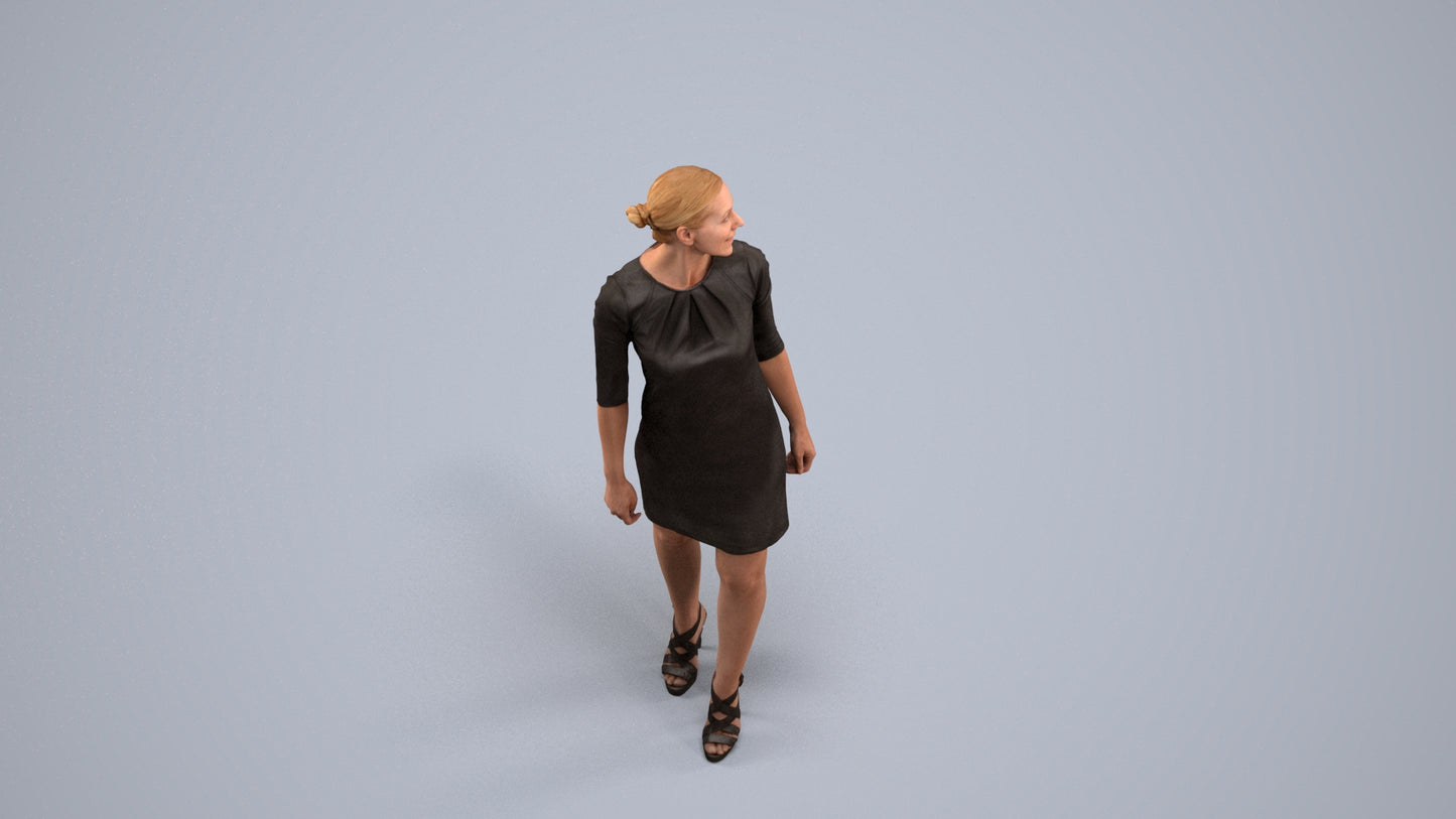 scanned 3D woman business standing, photogrammetry people for Enscape and V-Ray, back view render