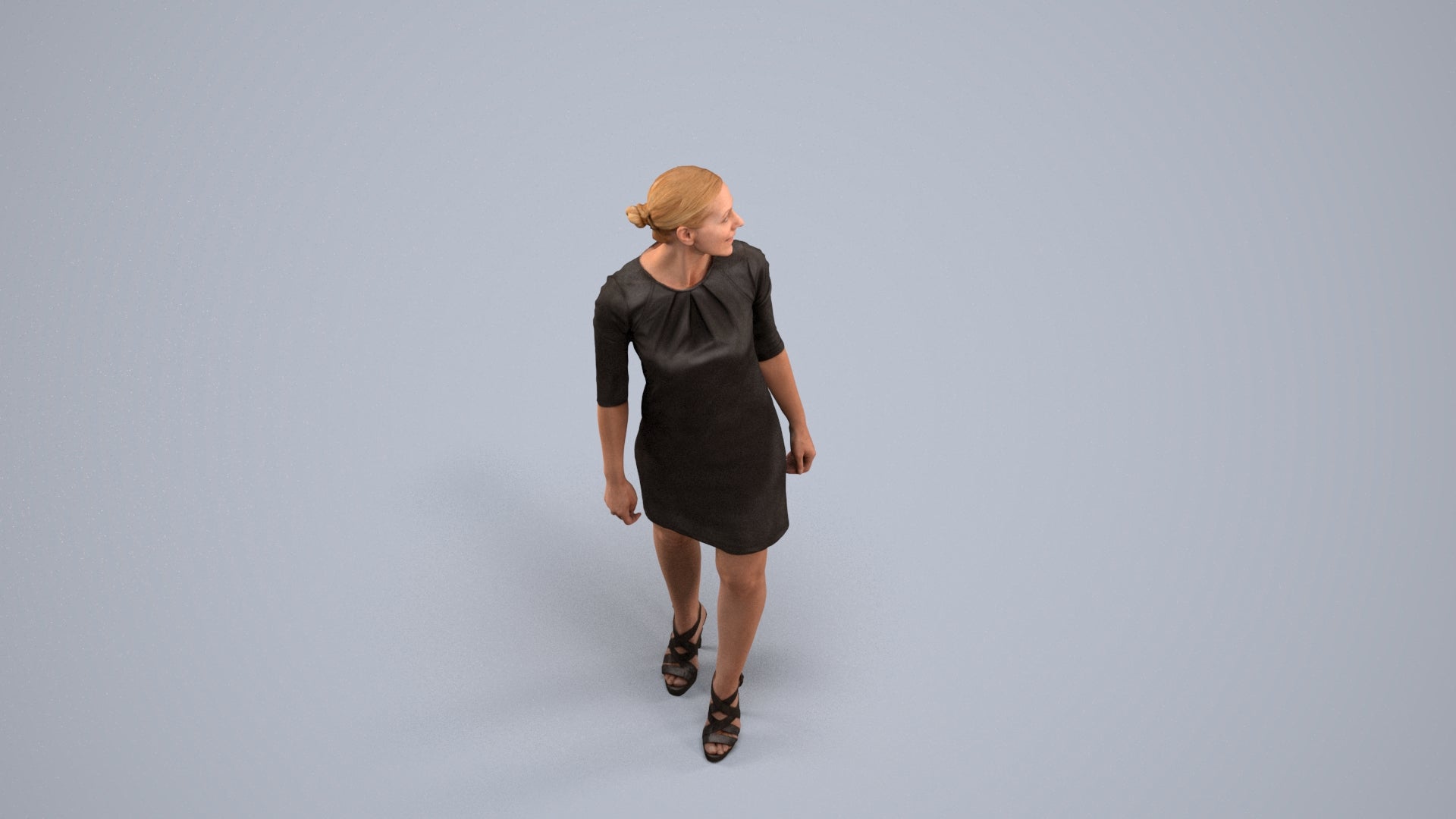 scanned 3D woman business standing, photogrammetry people for Enscape and V-Ray, back view render