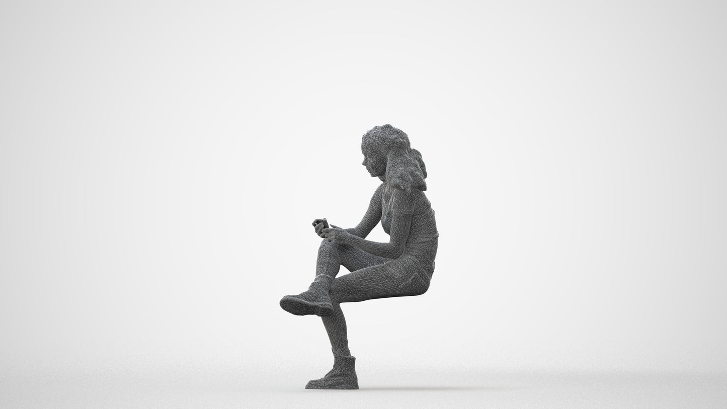 realistic 3D people woman casual sitting, render-ready for V-Ray and Corona, FBX OBJ, square thumbnail