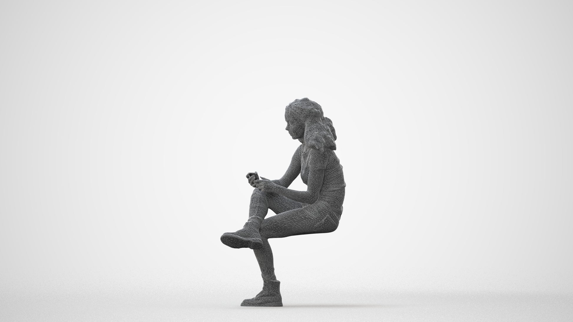 realistic 3D people woman casual sitting, render-ready for V-Ray and Corona, FBX OBJ, square thumbnail