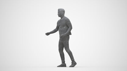 realistic 3D people man casual door, render-ready for V-Ray and Corona, FBX OBJ, wireframe back view