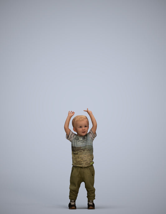 3D people model boy casual kids, scanned human for 3ds Max rendering