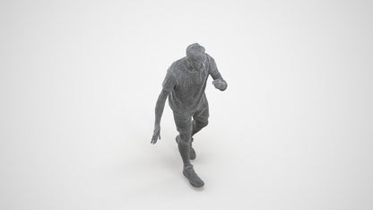 3D human model man sport, photogrammetry scanned person for archviz, wireframe three-quarter view