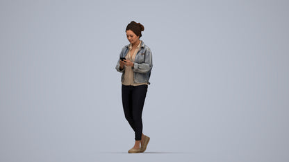 realistic 3D people woman walking, render-ready for V-Ray and Corona, FBX OBJ, top-down view render